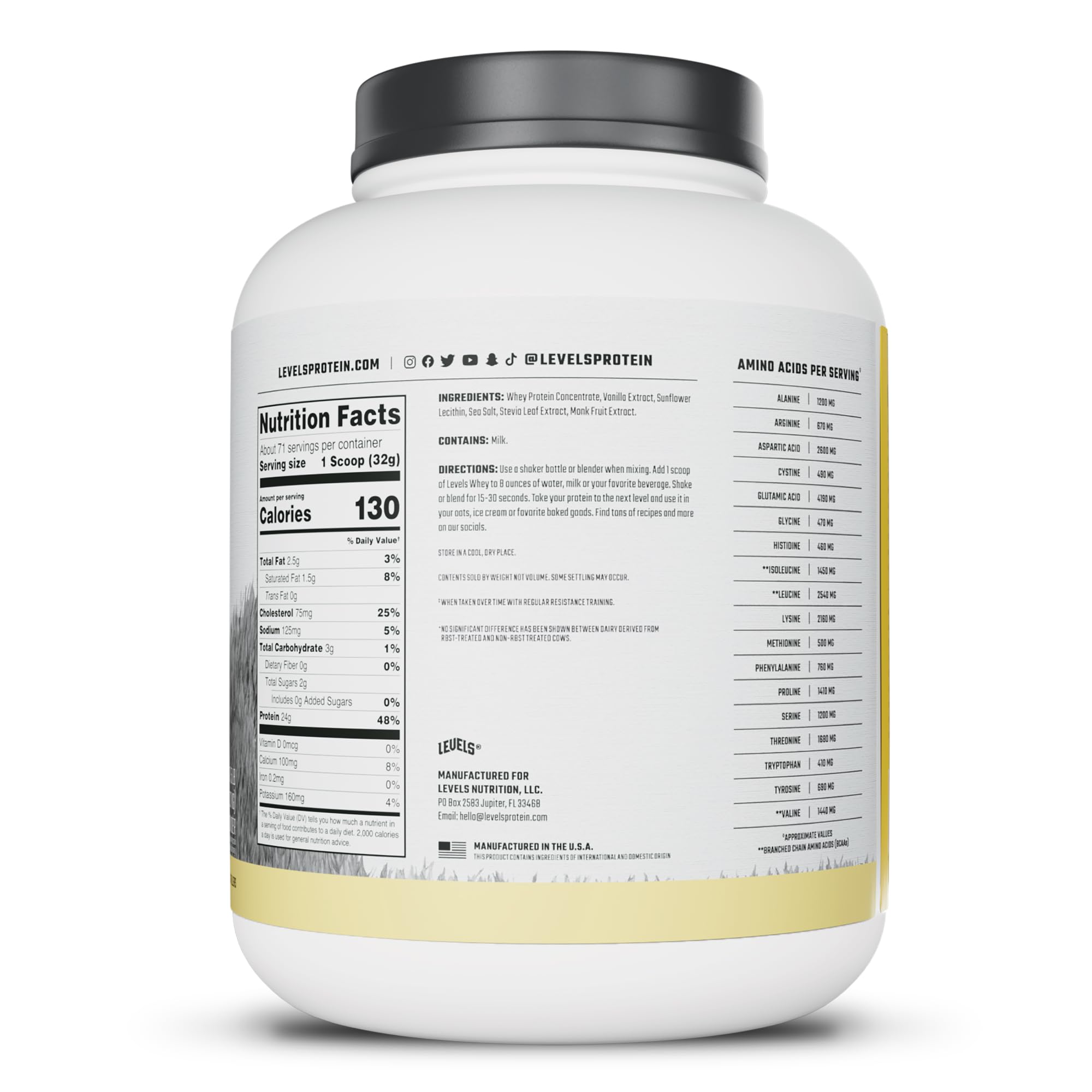 Levels Whey Protein Powder, No Artificial Ingredients, Vanilla Bean, 5LB — Amazon image 8