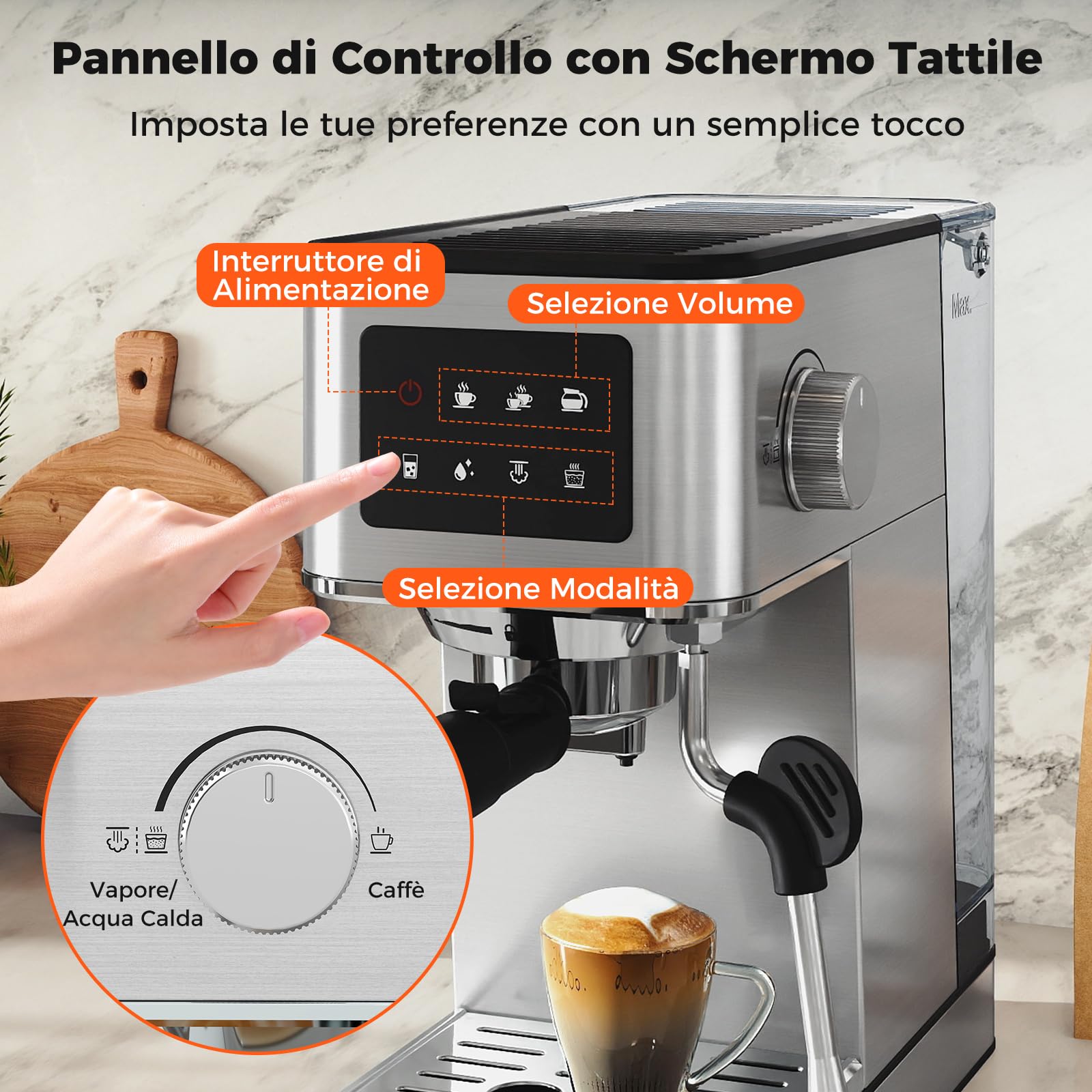 COSTWAY Macchina da caffè Automatica con Schermo a Sfioramento