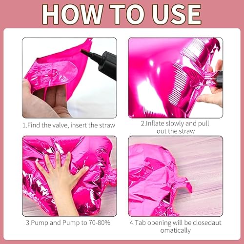 Miniatura 8 de Hot Pink and Rose Double Sided Square Foil Balloons Wall,19 Inches Pink Metallic Foil Balloons Tunnel Arch Kit for Girls