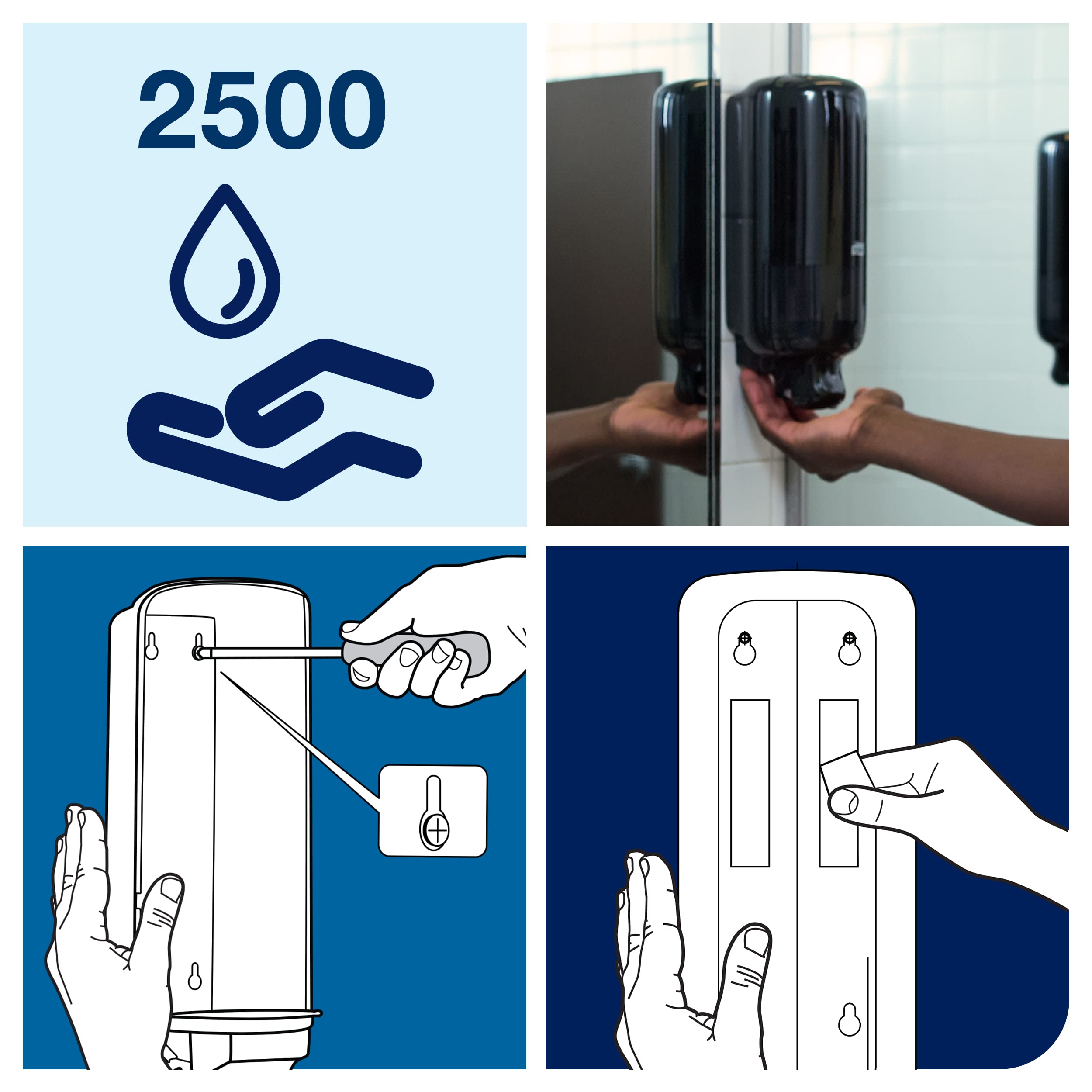 Tork 561508 Dispensador para Jabón en Espuma / Dosificador Elevation compatible con el sistema S4 / Negro