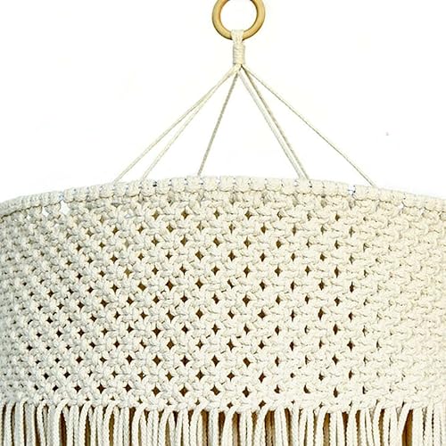 Miniatura 3 de Pantalla de lámpara de macramé, pantalla de regalo, cubierta de luz bohemia tejida a mano con borlas, pantalla de luz solo para el hogar, sala de