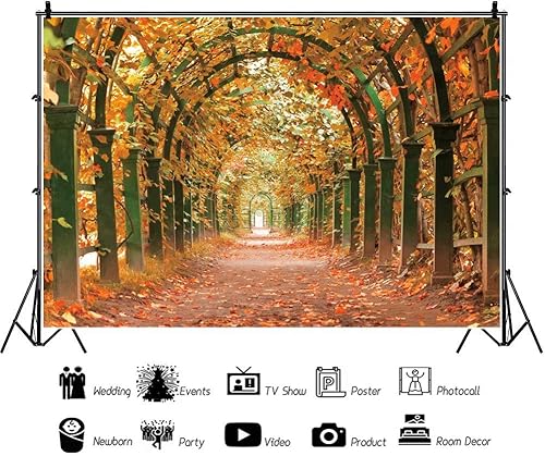 Miniatura 3 de shensu Fondos de vinilo de otoño de 9 x 6 pies para fotografía, túnel de jardín, hojas caídas de otoño, fondo de fotografía, para recién nacidos,