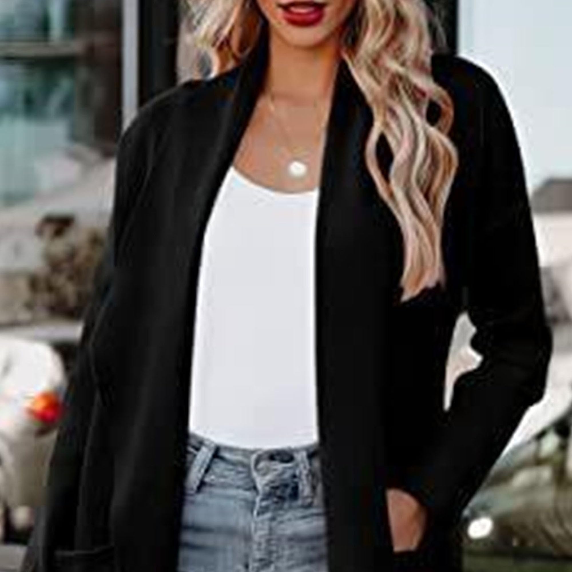 Womens Casual Long Sleeve Cardigan Lightweight Flowy Soft Open Front Knit Sweaters Winter Solid Color Jackets Coat (Medium,Black)