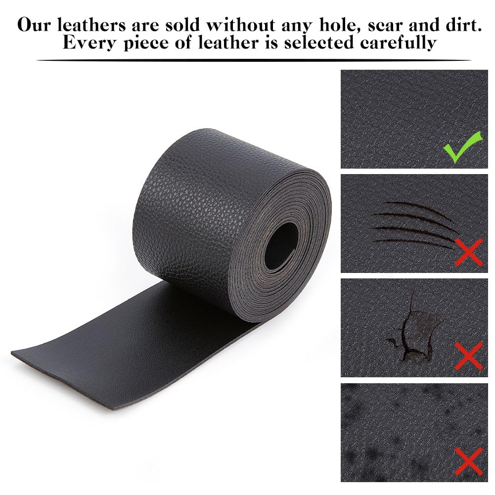 Cinturino In Pelle PU Con Motivo Litchi - 2m X 50mm, Doppia Faccia | Per Cucito E Bordature - Foto 8