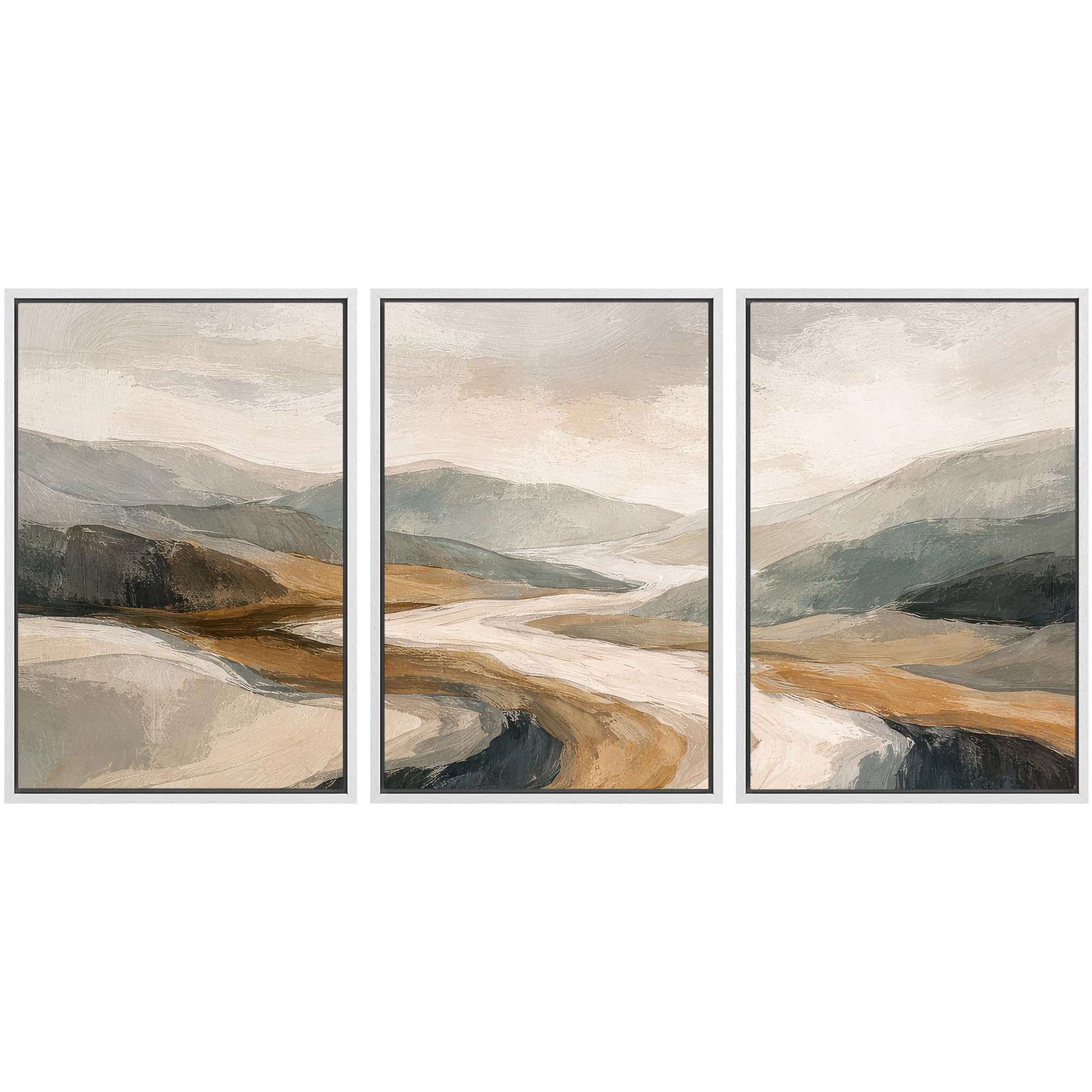 SIGNWIN Framed Canvas Print Wall Art Set Coastal Serenity Abstract Seaside Illustrations Modern Art Decorative Rustic Calm/Zen for Living Room, Bedroom, Office - 24"x36"x3 Natural — view 26