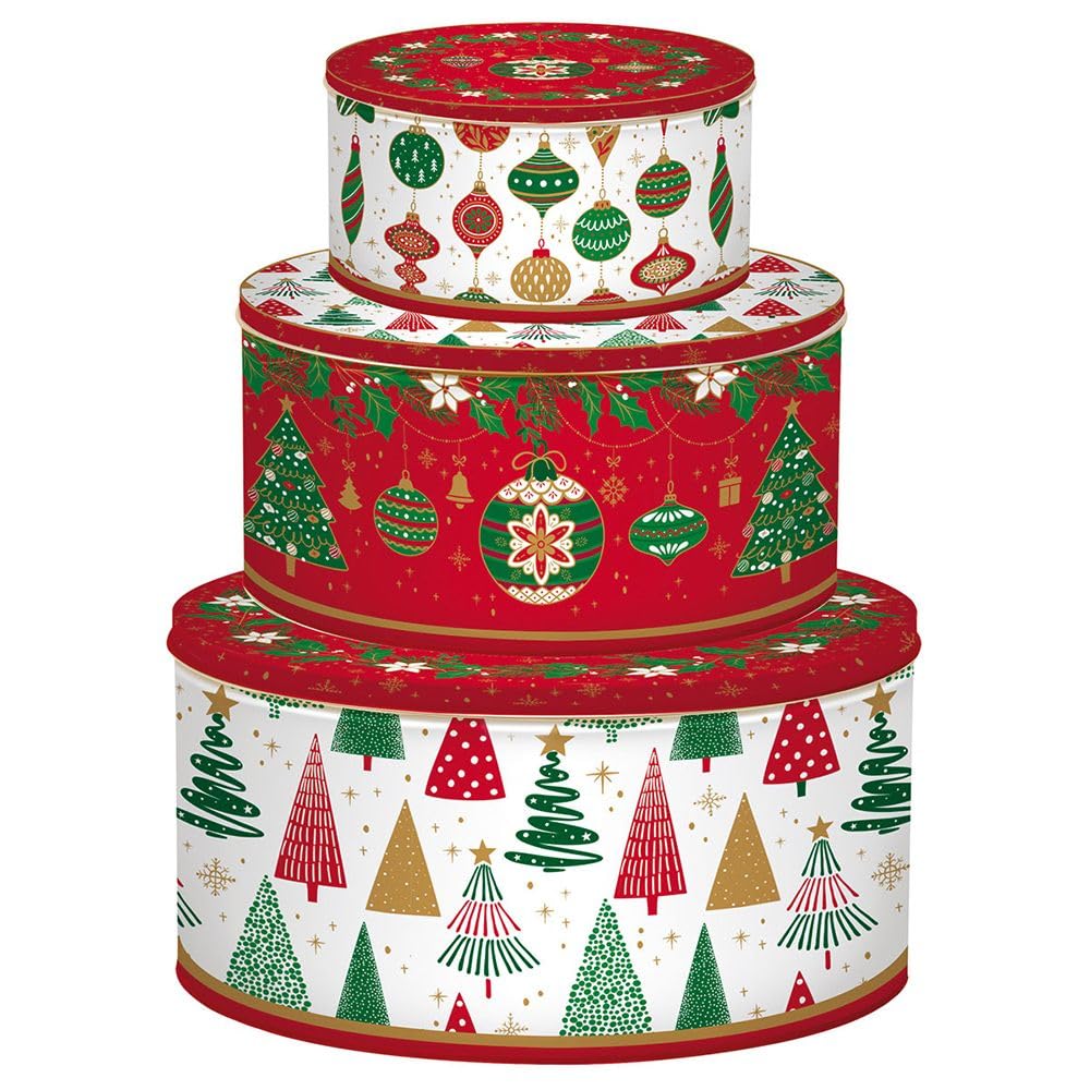 Boîtes de Noël gigognes Jingle Bells Easy Life en étain pour gâteaux