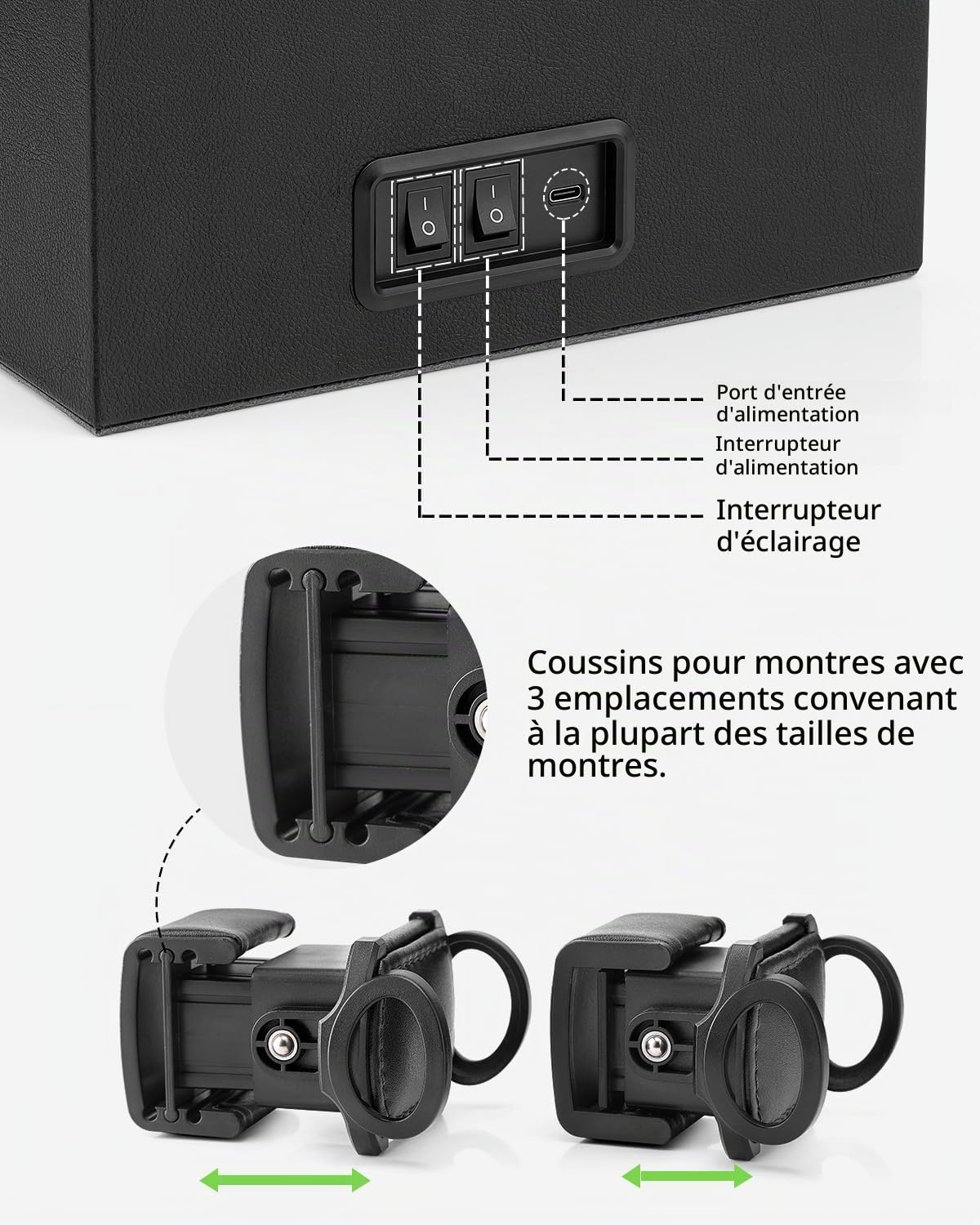 Vlando Remontoir pour Montres automatiques avec Moteur Silencieux pour 2 Montres