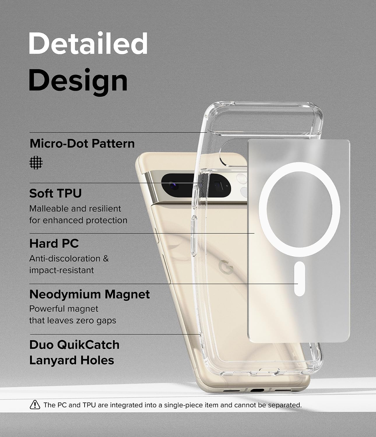 Ringke Fusion [Oil & Dirt Resistant] Compatible with Google Pixel 8 Pro Case and Compatible with MagSafe, UV Coating for Scratch & Discoloration Resistant - Magnetic Matte Clear