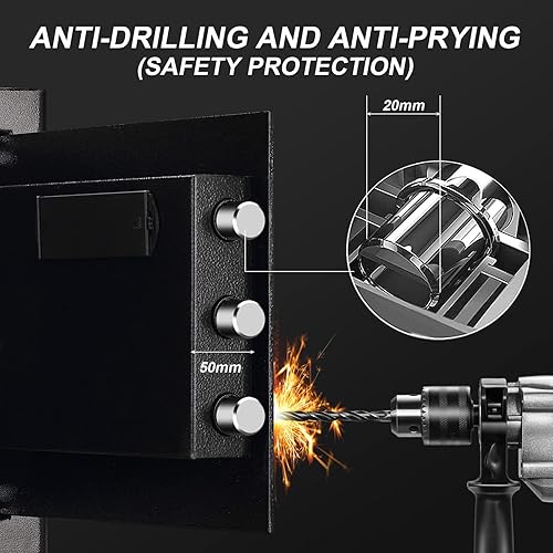 Miniatura 4 de Tenamic Caja de seguridad de 1.2 pies cúbicos resistente al fuego impermeable para el hogar, caja de seguridad mediana con teclado, caja fuerte de