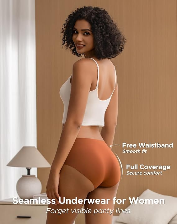 INNERSY Seamless Underwear for Women Soft No Show Invisible Hipster Panties 4-Pack