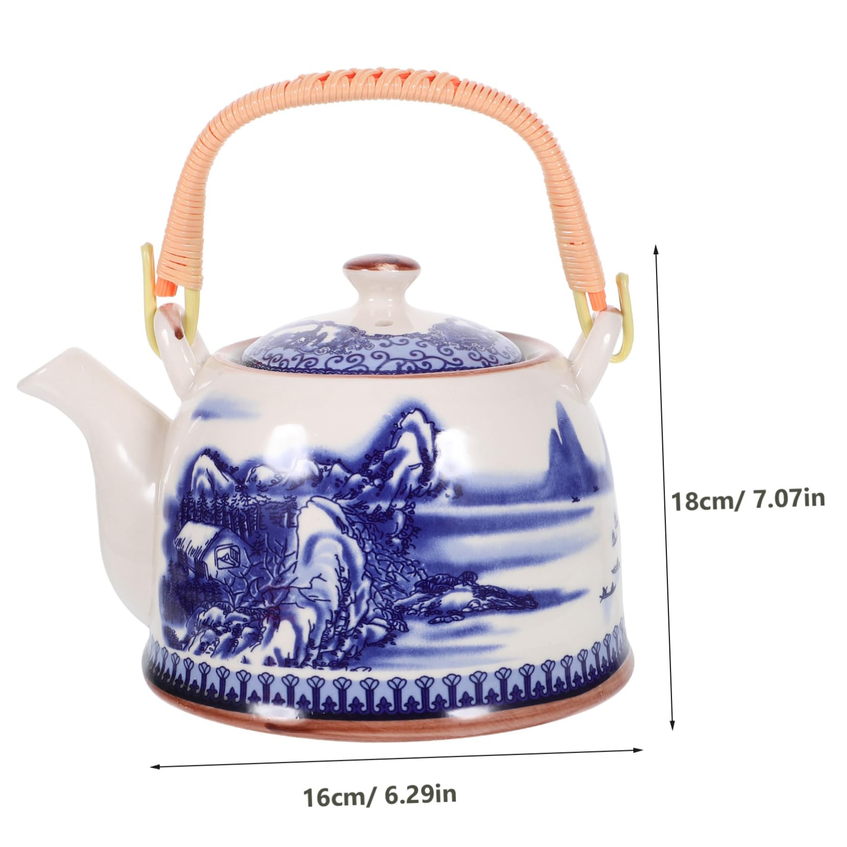 Tetera de Cerámica Azul Retro para Hogar, Oficina y Restaurante