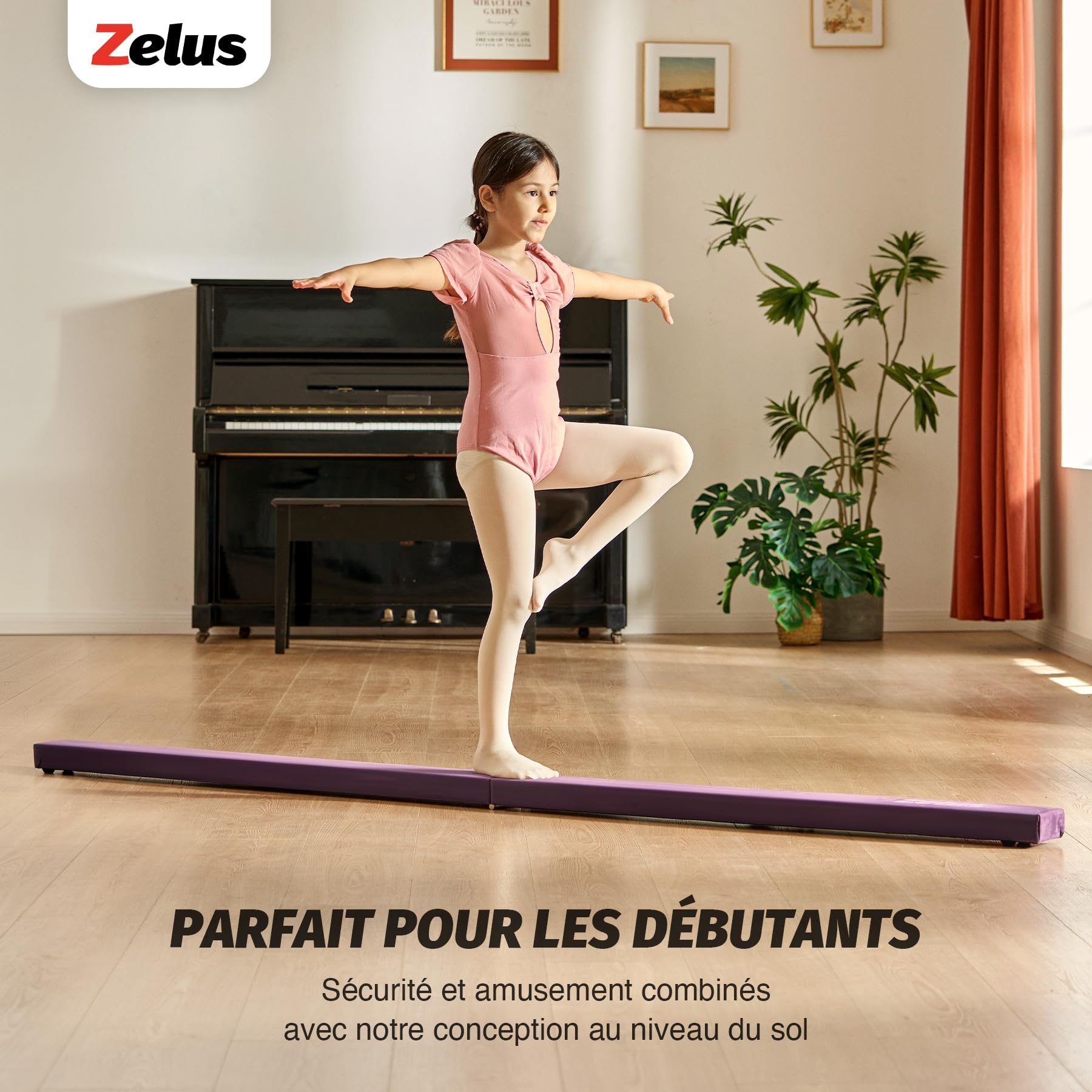 ZELUS Poutre de Gymnastique Pliable 240cm/270cm Poutre de Gym Pliante Poutre d'Équilibre Antidérapant Transportable pour Enfants Filles Gymnastes