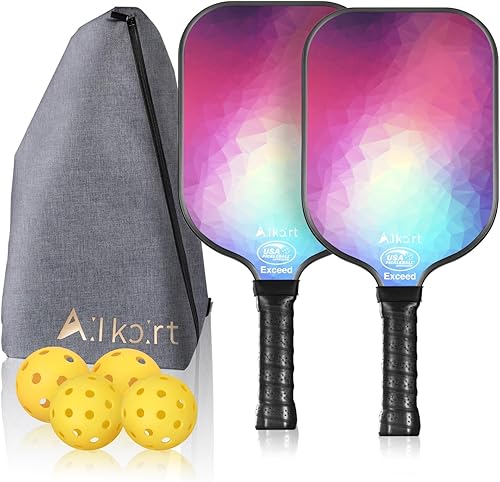 Miniatura 9 de AL Kort - Juego de 2 palas de pickleball de fibra de vidrio, palas ligeras, equipo de pickleball aprobado por USAPA con bolsa y 4 bolas, paquete de