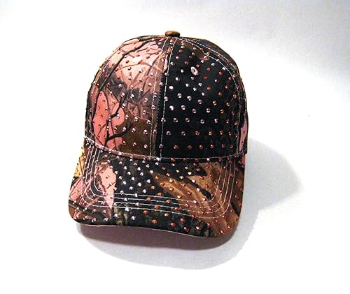 Miniatura 6 de Unique Pink Camo Bling Rhinestone Studded Streetwear Hip Hop Womens Teens Baseball Cap Hat