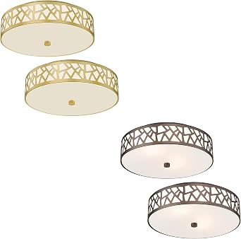 4 Pack Flush Mount Ceiling Light, 12 inch Gold Ceiling Light, 2-Lights Light Fixture Ceiling Mount with Frosted Glass Shade for Hallway, Kitchen, Bedroom,Foyer,EntrywayGold and Bronze