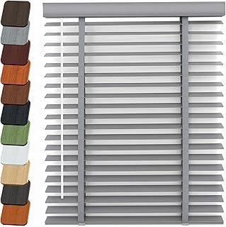 2" Wooden Blinds, Wood Blinds for Indoor Windows, 22.5" 30" 35.5" 40" 42'' 46'' 48'' 50" 55" 70" 75" Cordless Light Filtering Horizontal Window Blind, Blackout Shades for Home(Gray)