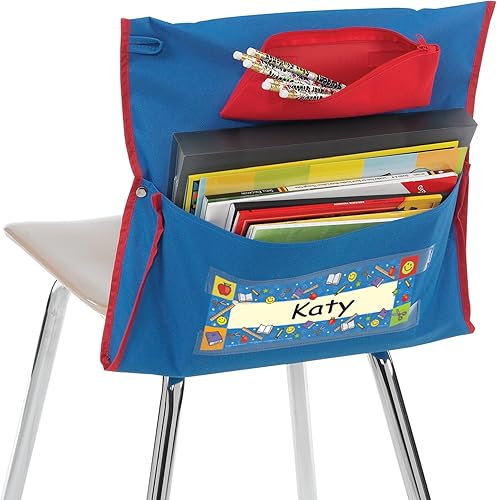 Miniatura 6 de Really Good Stuff Bolsillos para sillas de lujo, juego de 36, organizador de sillas de aula con estuche para lápices y etiqueta de nombre que