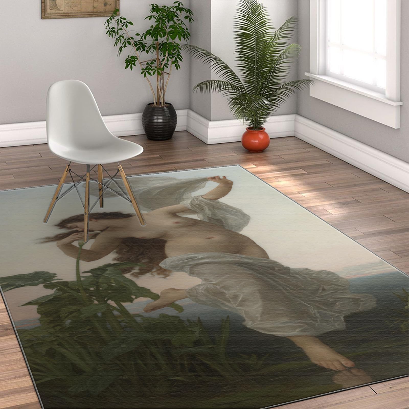 Adolphe Bouguereau Alfombras Neoclásica Amanecer Decoración Alfombras para Salón Alfombra de Dormitorio Western Aesthetics Portrait Alfombrillas antideslizantes para suelo 140x200cm