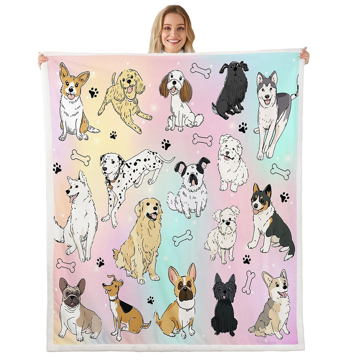 Couverture polaire chien mignon en peluche légère isolante et ultra douce