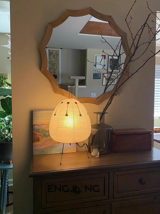 Isamu Noguchi Kazumi Rust Style Rice Paper Lamp Living Room Bedroom Torchiere Lighting Nordic Modern Hotel Bedside Decorative Table Lamp Floor Paper Lamp Japanese Retro Rice Paper Table Lamp Style Night Lamp Bedside Lamp C
