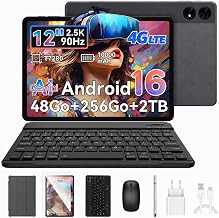 BESTTAB Android 16 Tablet with Stylus, 12.2 Inches 120Hz 2.5K FHD, 36GB RAM 256GB ROM (2TB TF), Octa-Core, 10000mAh, Widevine L1, Tablet with SIM 4G LTE/ 5G WiFi, 16MP+8MP, Touch Tablet | 120 Hz 2.5K FHD, Octa-Core, 10000mAh, Widevine L1, Tablet with SIM 