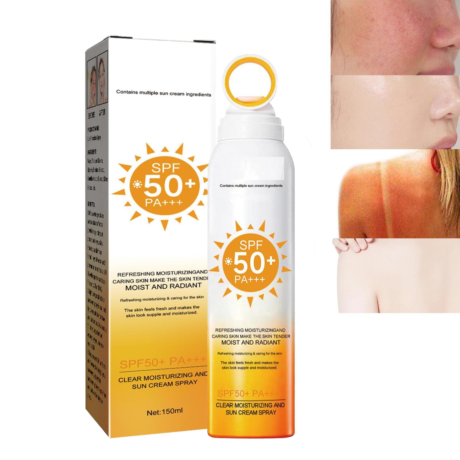 Spray protector solar, spray solar transparente 50+, resistente al agua, spray protector solar para cara y cuerpo, SPF 50 protección solar spray para pieles sensibles, adecuado para todos (1 unidad)