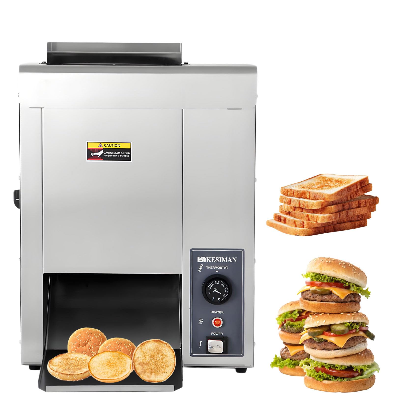 Maszyna do hamburgerów, 2000 W, 220 V, opiekacz łańcuchowy, regulacja temperatury (50-300°C) za pomocą pokrętła/import dwurzędowy/regulacja grubości/taca ze stali nierdzewnej