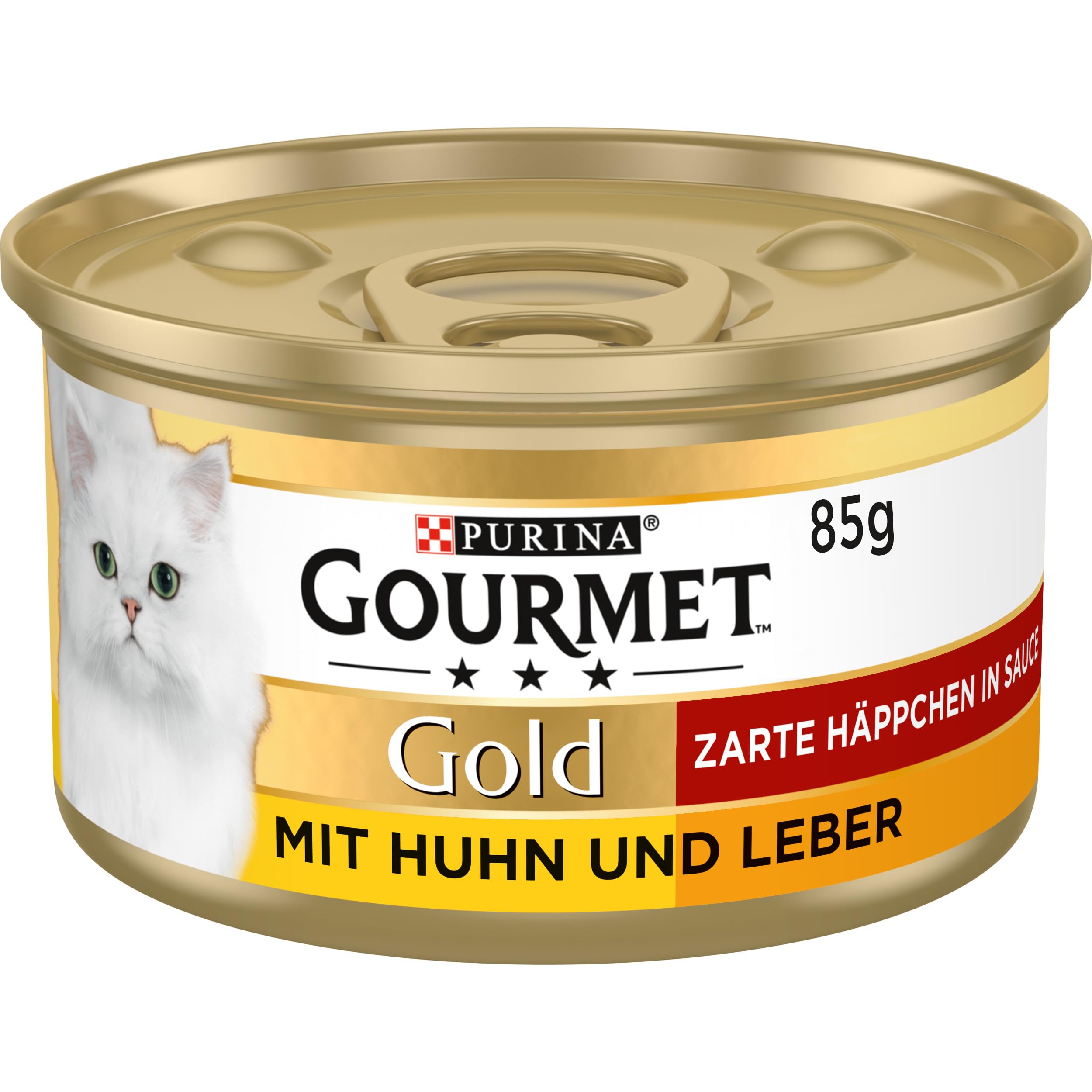 Gourmet Gold Katzenfutter nass Zarte Häppchen in Sauce – mit Huhn und Leber (12 x 85 g)