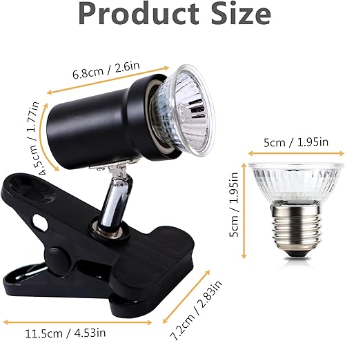 Miniatura 6 de PewinGo Paquete de 2 bombillas de calor UVA UVB de 50 W para reptiles, bombillas emisoras de calefacción para anfibios, terrarios, jaulas, para