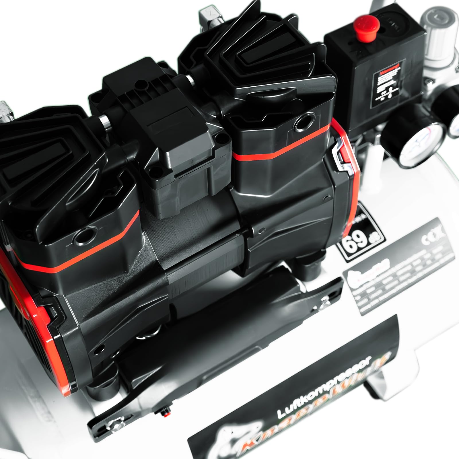 KnappWulf Sprężarka powietrza KW6024 sprężarka powietrza 24 l, 1500 W, 69 dB, ciśnienie robocze 10 bar, przepustowość powietrza 256 l/min, z separatorem, cicha, 230 V