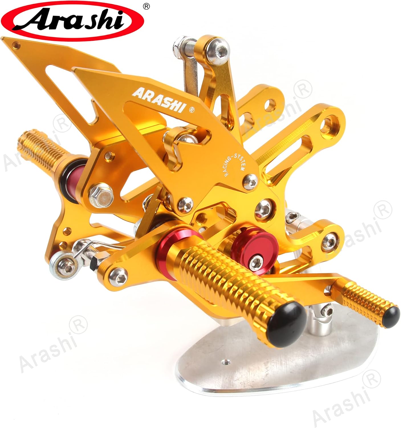 Arashi Version 2.0 Adjustable Rearsets for Kawasaki Ninja ZX10R ZX1000 KRT 2024-2025 ABS include, Motorcycle Accessories Parts Gold
