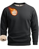 Men's Full Sherpa Lined Crewneck Sweatshirts Heavy-weight Fleece Pullover Thick Thermal Long Sleeve Cotton