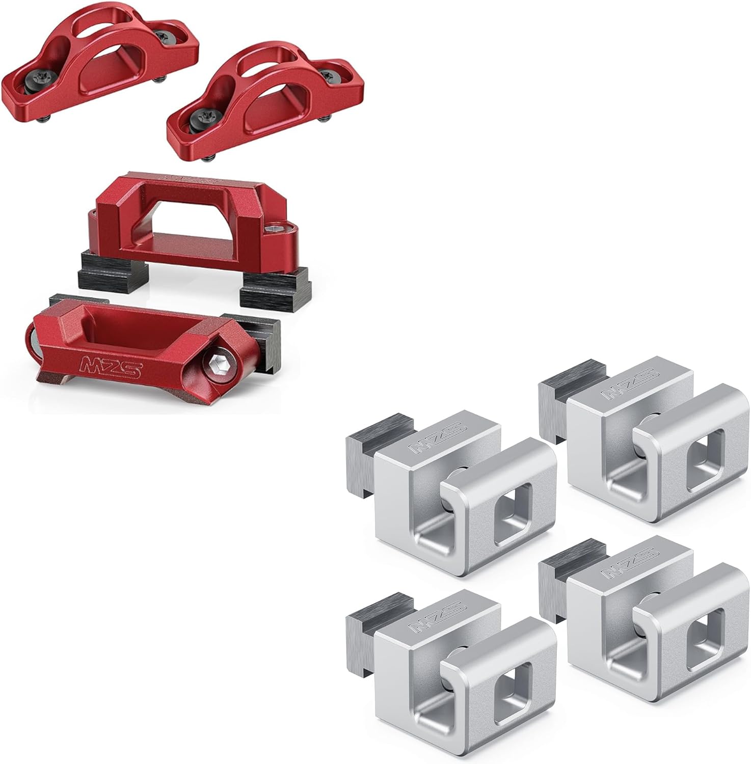 MZS Tacoma Tie Down Hook Kit, Inner Rope Hooks Tie Down Anchors Compatible with Tacoma Tundra for Cargo, Replace PT27835160 PT27835112 PT2780C010 663120C010 Red+Silver (Pack of 8)