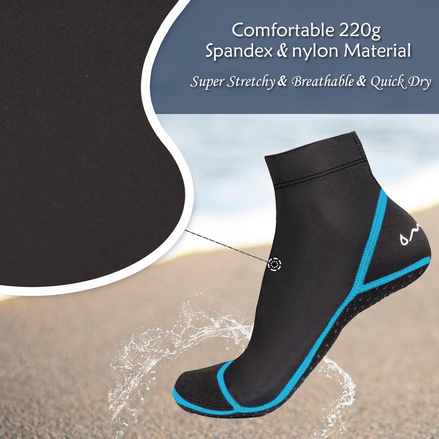OMGear Water Socks Sand Proof Booties Quick Dry Swim Dive Socks for Sand Soccer Beach Volleyball - Image 4