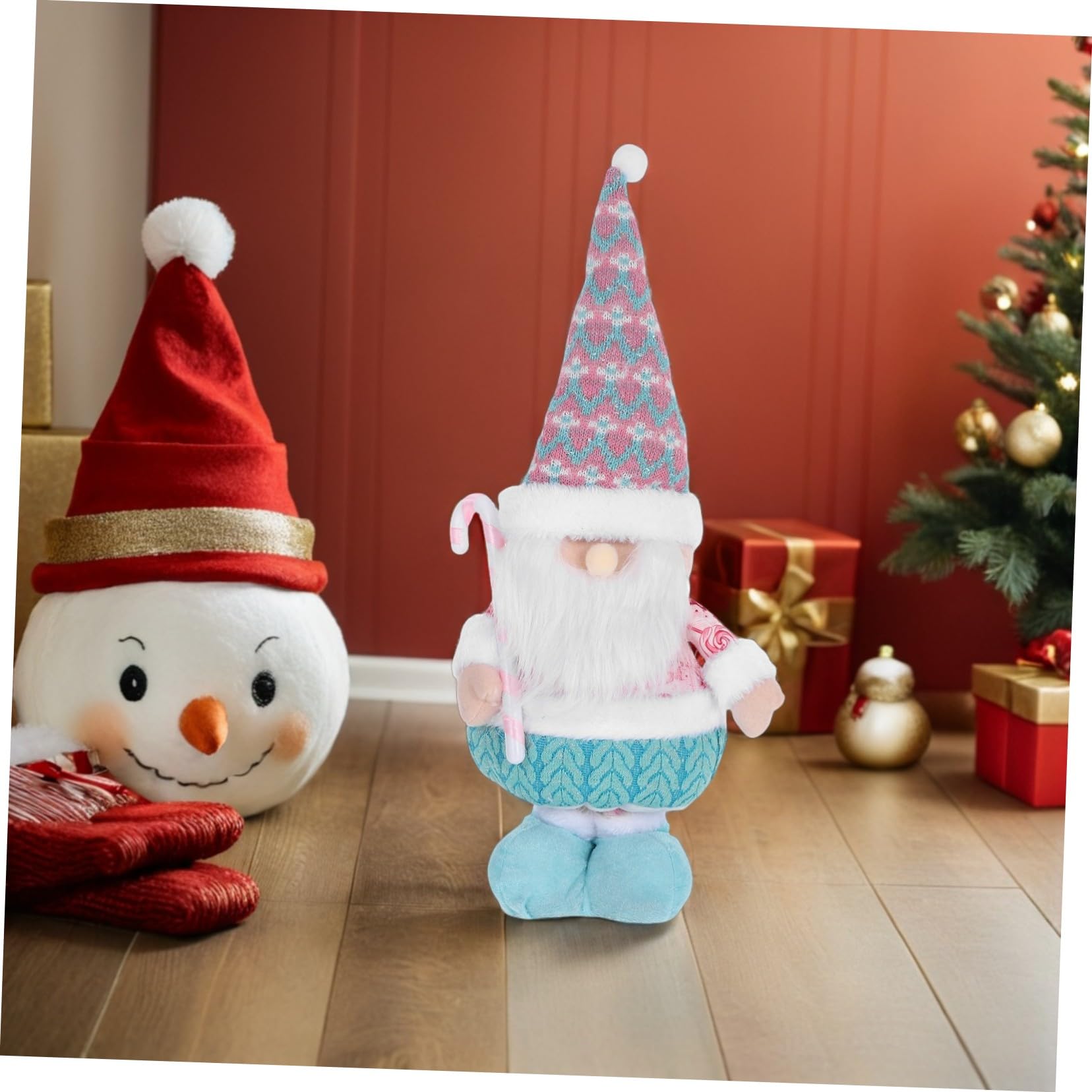 Alipis Statuetta Di Babbo Natale Con Gambe Telescopiche Decorazione Natalizia Da Tavolo Figura Artigianale Per Feste Di Natale Per Ornamenti Di Vacanze