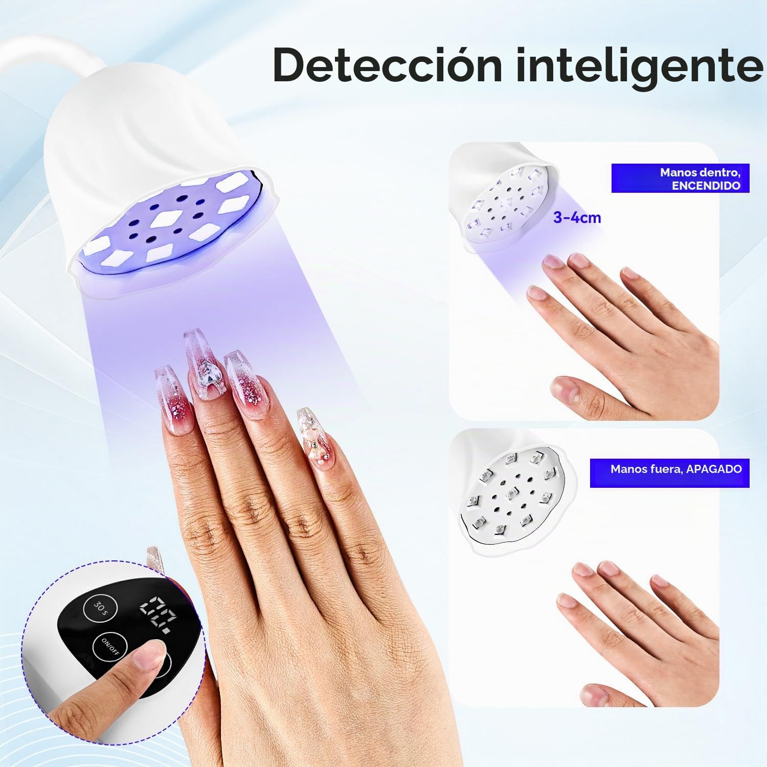 JODSONE Mini lámpara LED inalámbrica para uñas UV, recargable portátil para uñas de gel, sensor automático, lámpara LED de uñas blanca