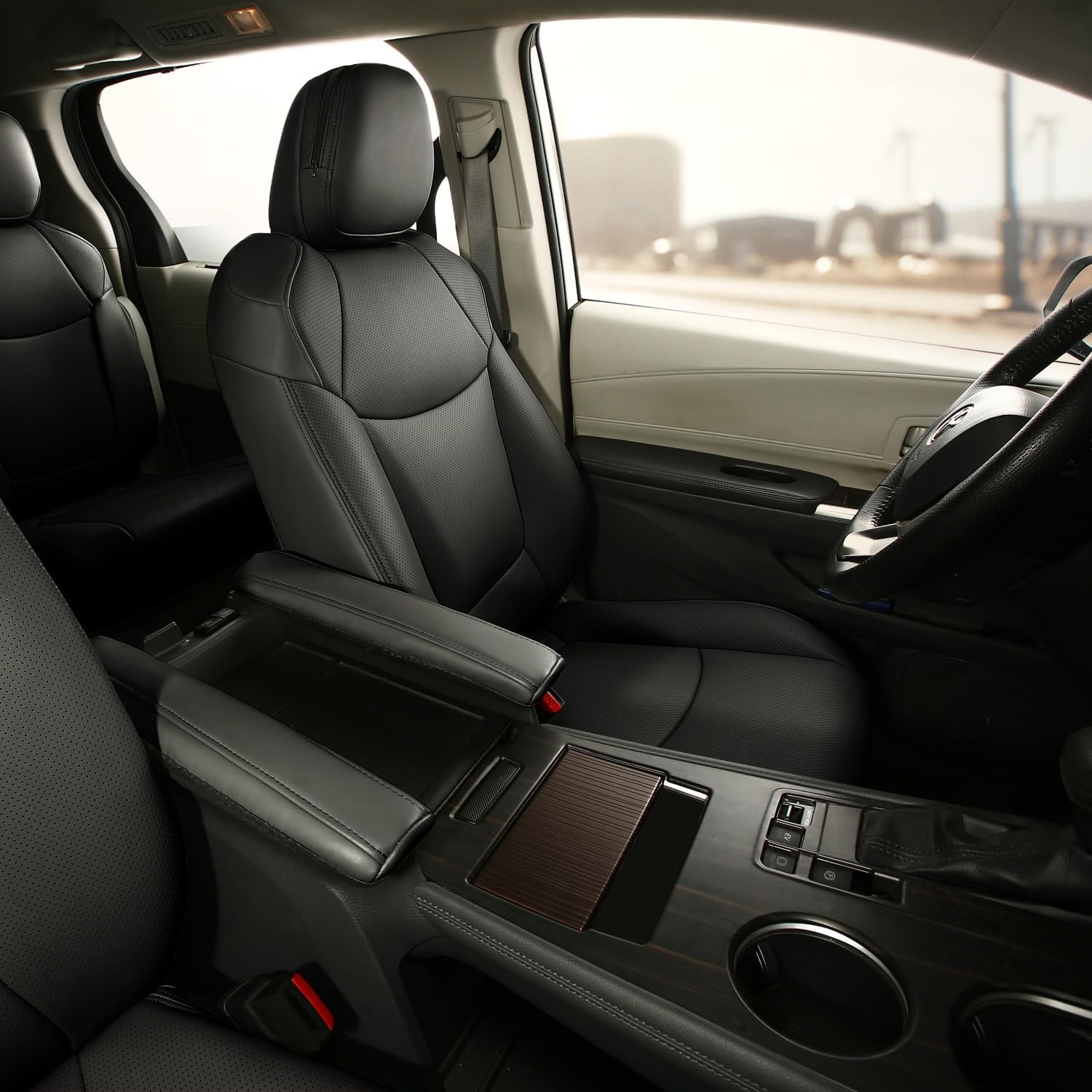 dangdangdang Custom fit Leather Seat Covers for Toyota Sienna le xle se xse 2021 2022 2023 2024 Hybrid, Select Models (Black, 8-Passenger(Without footrest))