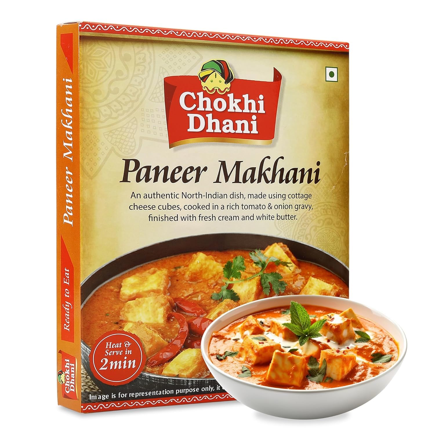 Chokhi Dhani Paneer Makhani | Ready to Eat Indian Food | Instant Heat & Eat Curry | Microwavable Premix | Creamy Tomato & Cottage Cheese Gravy | 300g Pack | Ready to eat Meals