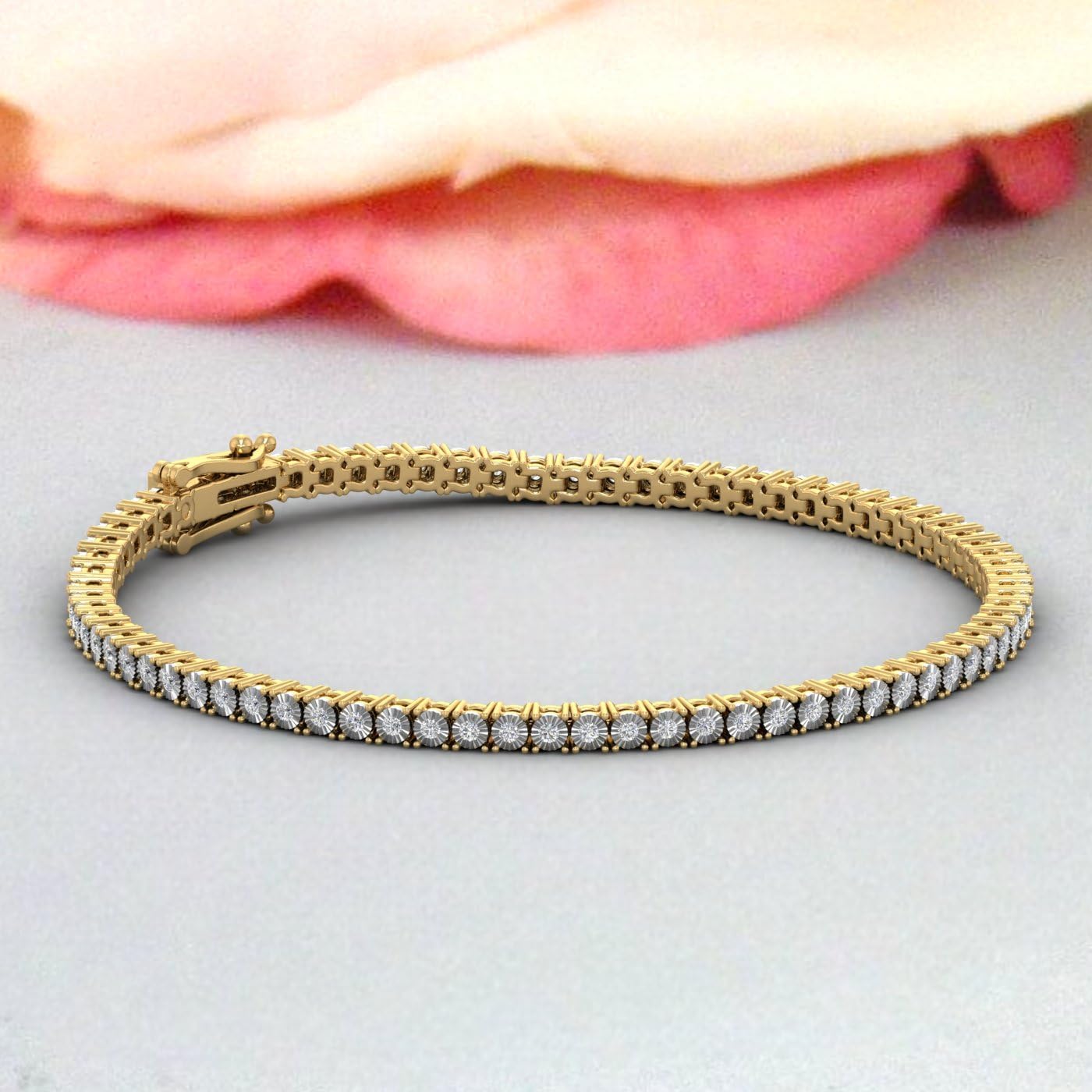 0.85 to 0.95 Carat Natural Diamond Tennis Bracelet for Women in 925 Sterling Silver or in 18K Yellow Gold over Sterling Silver (7 to 8 inch)