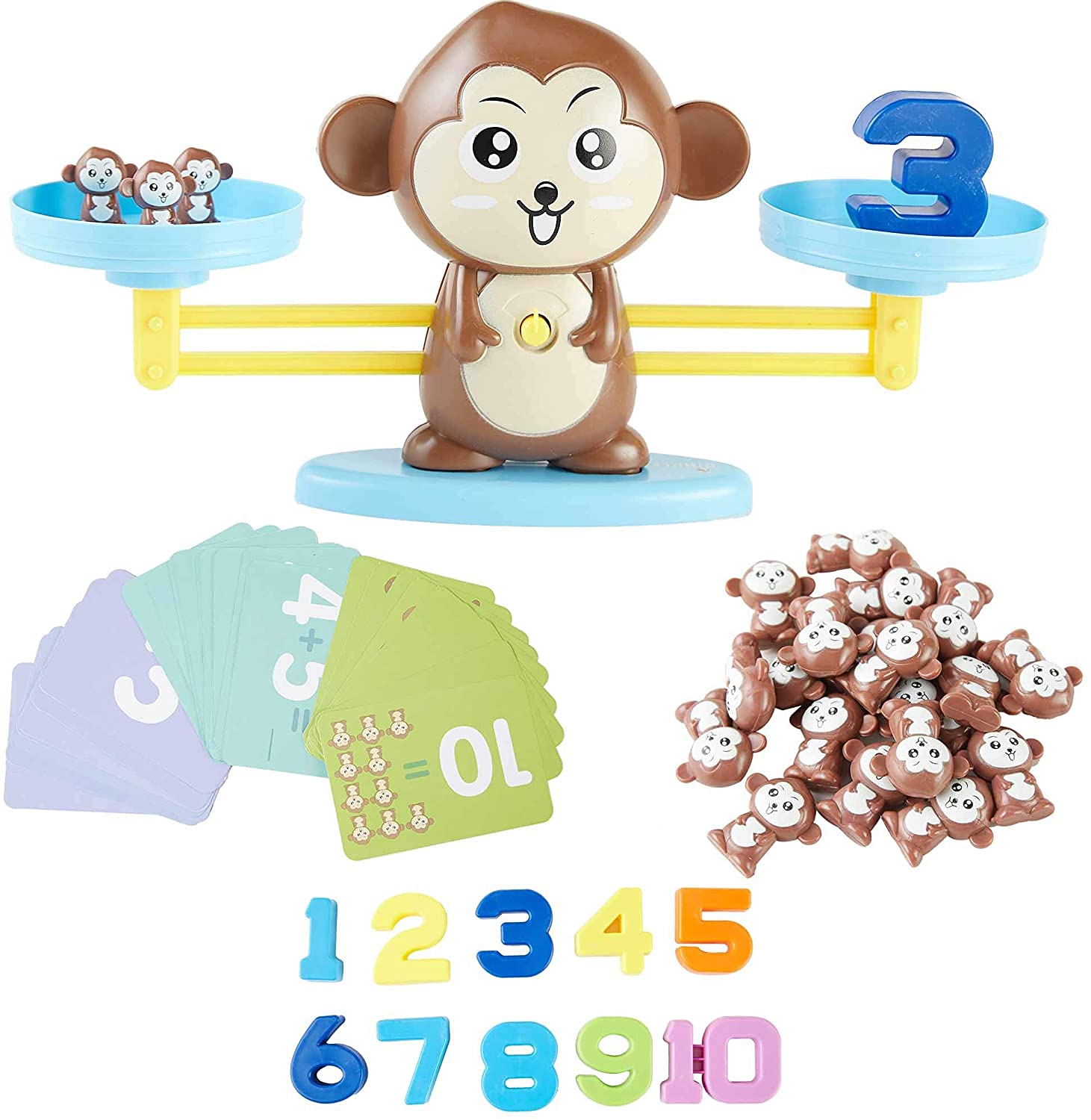 ORiTiMonkey Balance Counting Educational Math Toy for Girls and Boys, STEM Toys for Ages 4 5 6 7 8 Year olds, Kindergarten Preschool Learning Numbers Toy, Kids Number Game