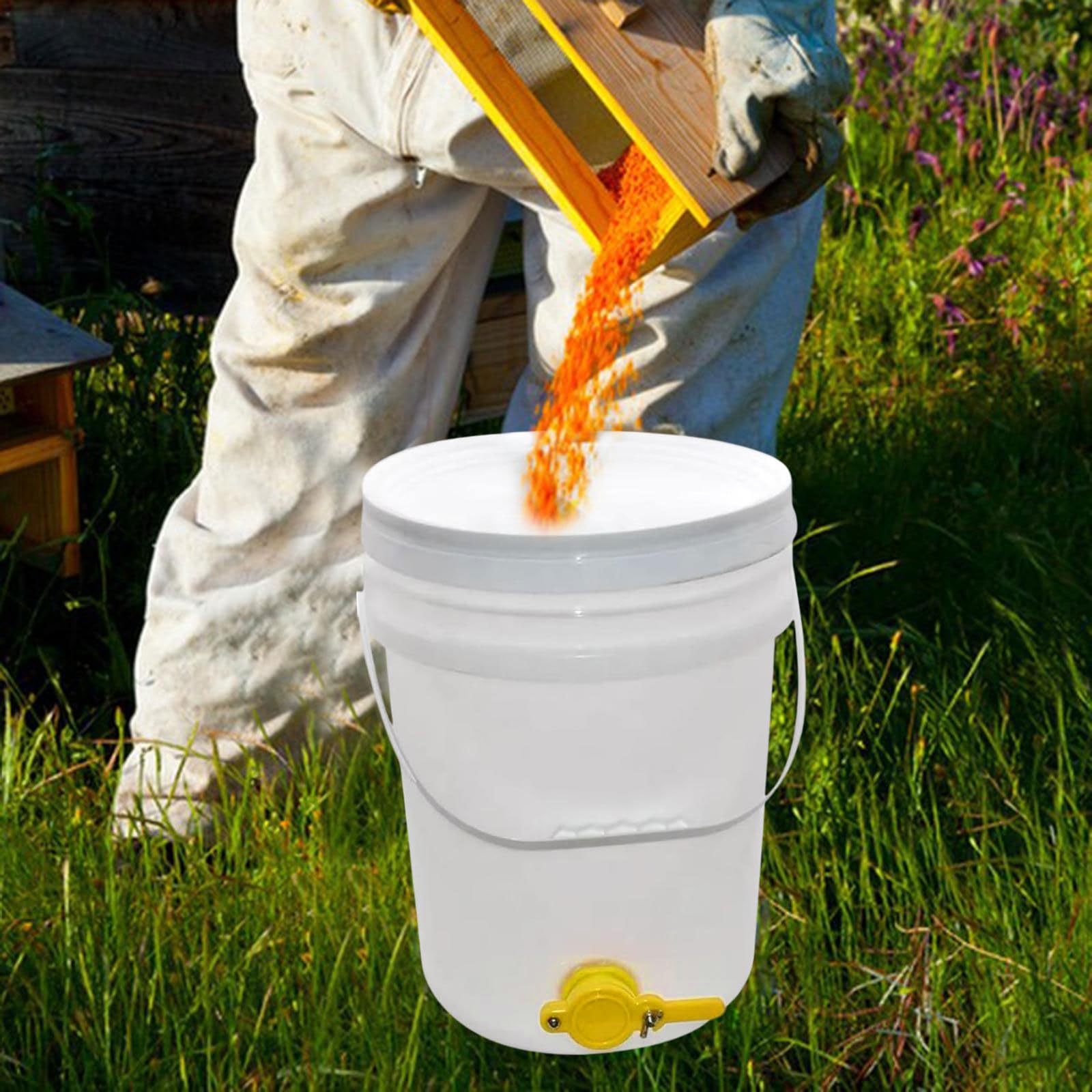 Seau pour de Miel, Seau de Remplissage de Miel, Dispositif d'extraction, Convient à Un Usage Alimentaire Distributeur de Sirop avec Robinet et Couvercle, pour L'apiculture, 15l