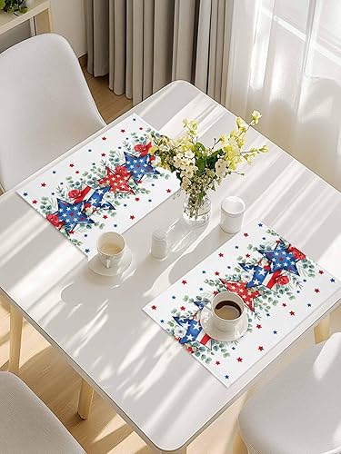 Vista 238 de Juego de 6 manteles individuales rojos para el día de San Valentín, diseño de corazón de San Valentín, resistentes al calor, lavables, manteles