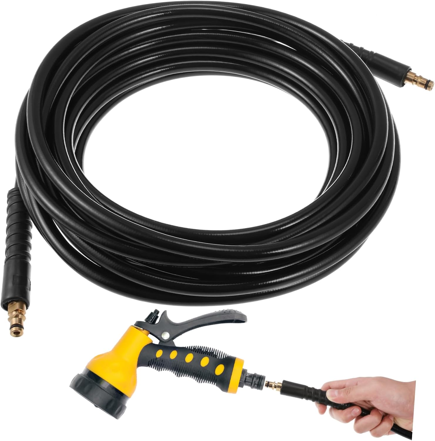 Abaodam High Pressure Extension Hose for Pressure Washer Rubber Replacement with Low Fluid Resistance for Driveway Cleaning