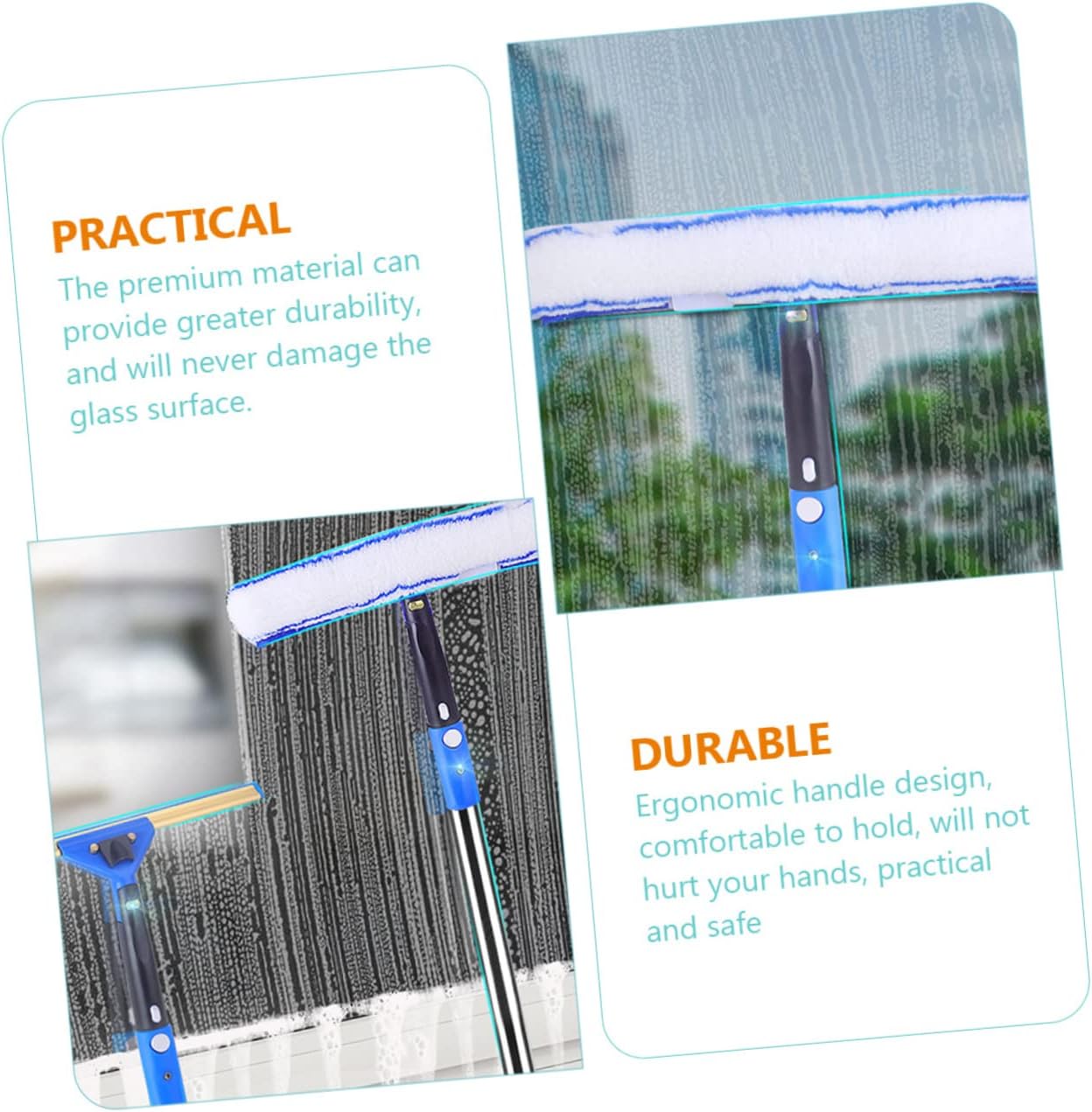 PartyKindom 1set Extendable Window Cleaning Squeegee with Microfiber Scrubber for Cars Showers and Lightweight Design for Easy Use and Maintenance Random Style