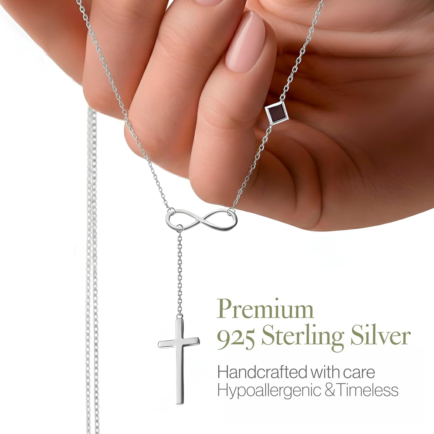 Infinity Cross Necklace Nano Bible Jewelry - Christian Pendant for Women - Entire Microscopic KJV New Testament on 0.2" Microchip, Religious Faith Jewelry, 18" Chain