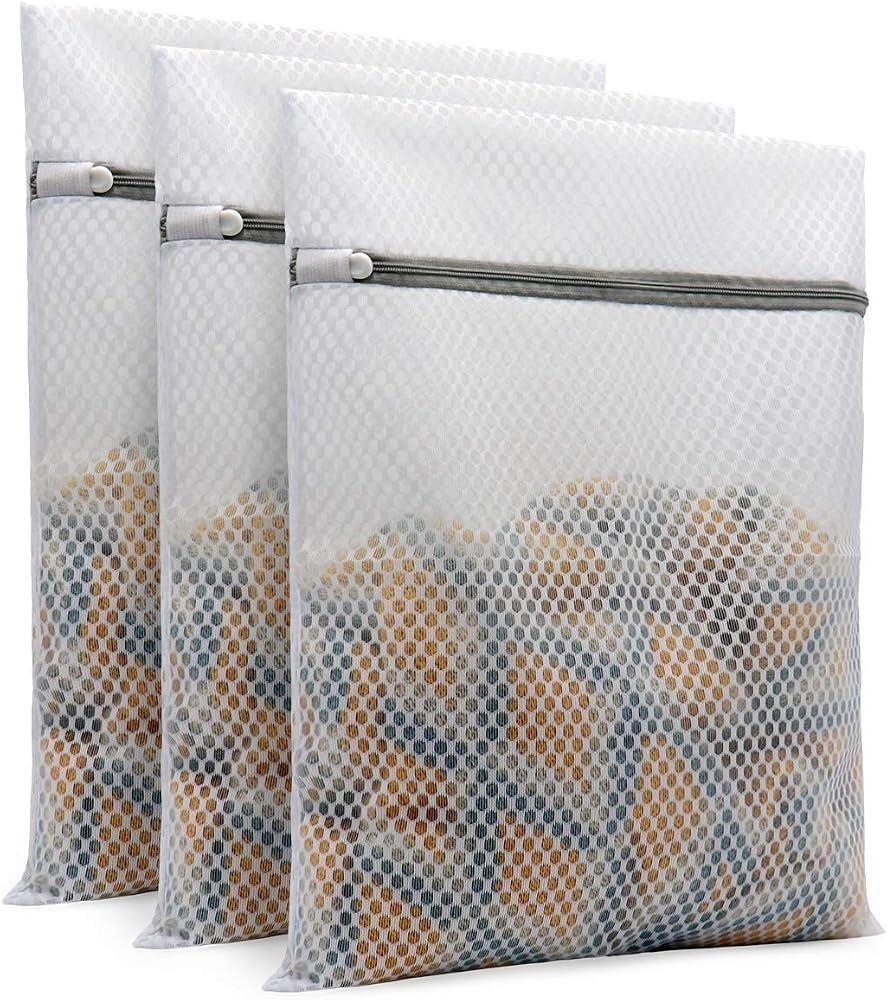 Muchfun 3Pcs Durable Honeycomb Mesh Laundry Bags for Delicates 12x16 Inches