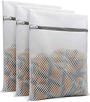 Muchfun 3-Pack Durable Honeycomb Mesh Laundry Bags for Delicates - 12x16 Inch Medium, Washer Dryer Safe