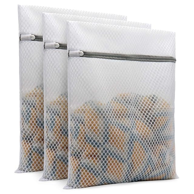 Muchfun 3Pcs Durable Honeycomb Mesh Laundry Bags for Delicates 12 x 16 Inches 3 Medium