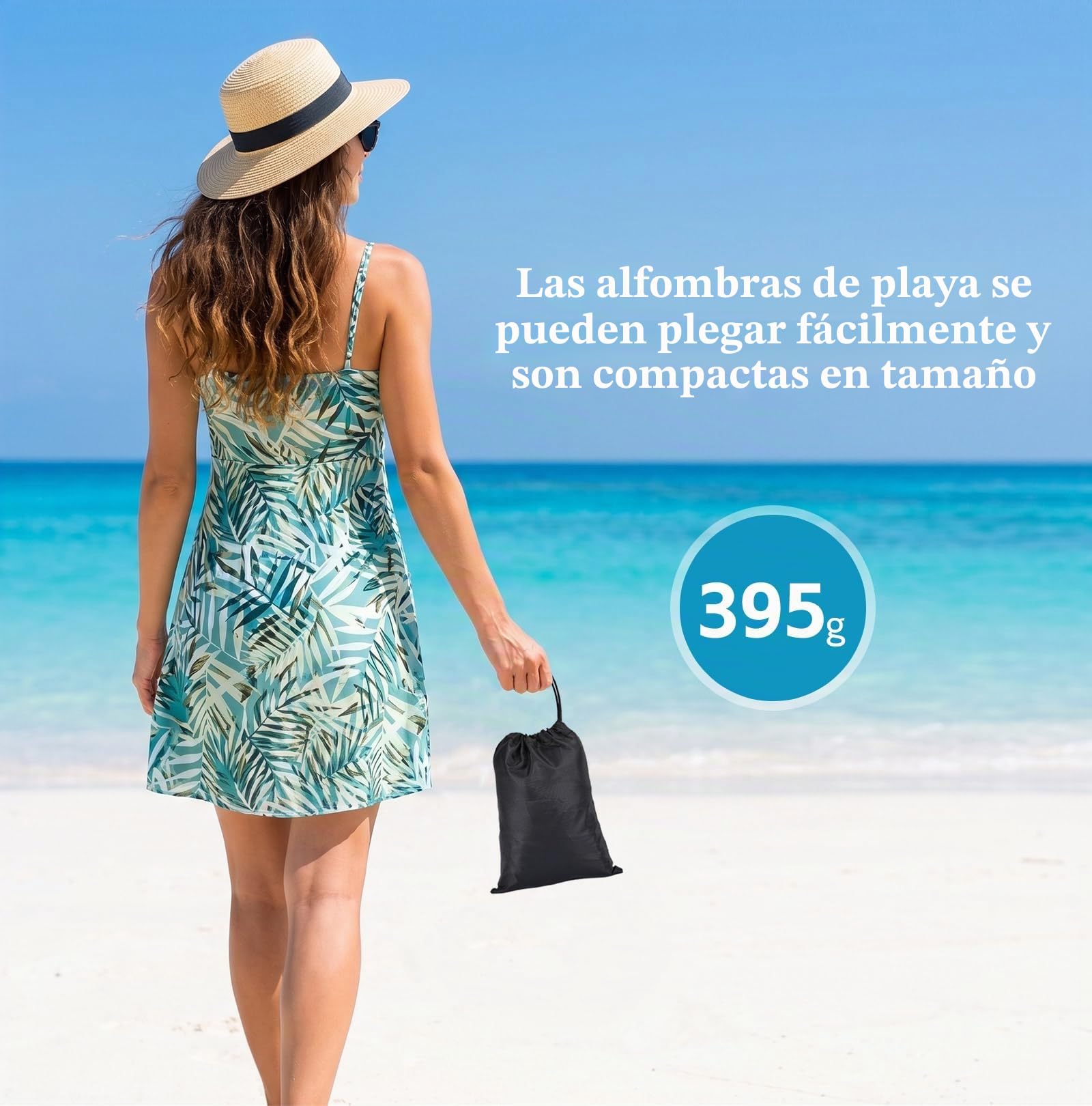 XXL Grande Manta de Playa Impermeable Alfombra de Playa Resistente a la Arena Esterilla de Playa 180x200cm Manta de Pícnic Camping y Playa 4 Estacas Gancho y Bolsa de Almacenamiento Portátil