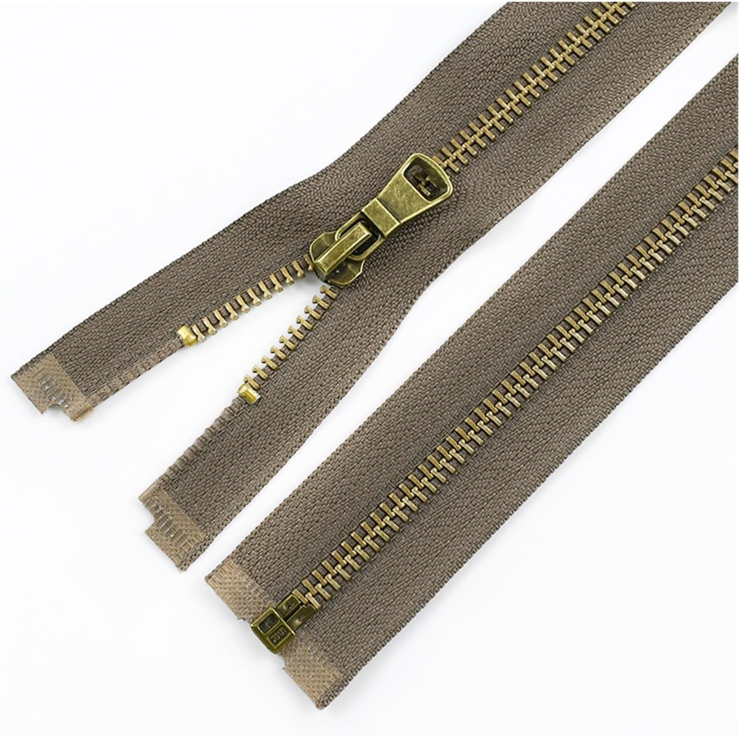 Universal Zipper, Metal Zippers for Sewing 5# Jackets Open-End Zips 40/50/60/70/80cm Backpack Decoration Zipper DIY Repair Kit Accessories 1pcs(Khaiki,40cm)